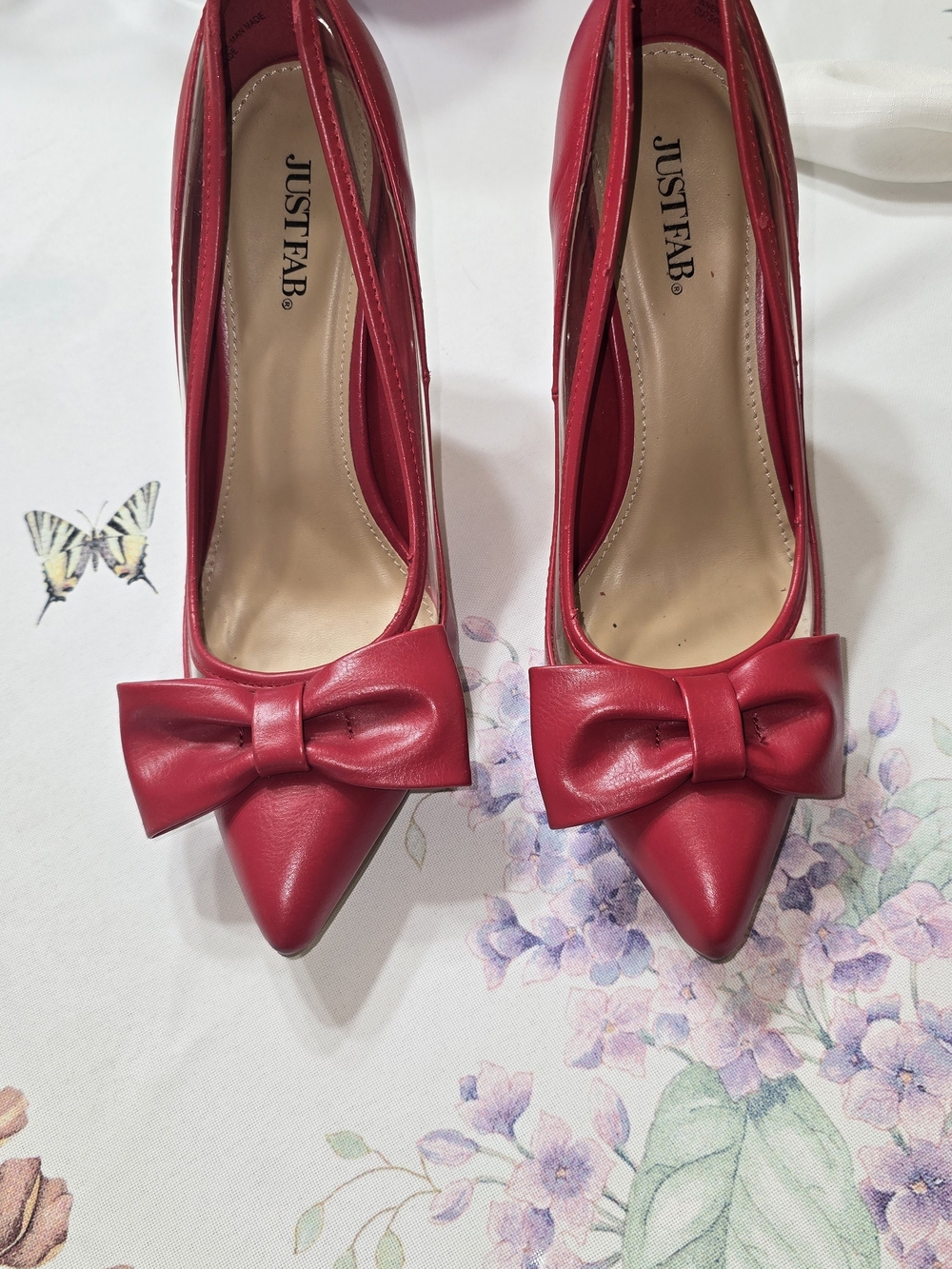 Women’s Red Bow Pointed-Toe Slingback Heels